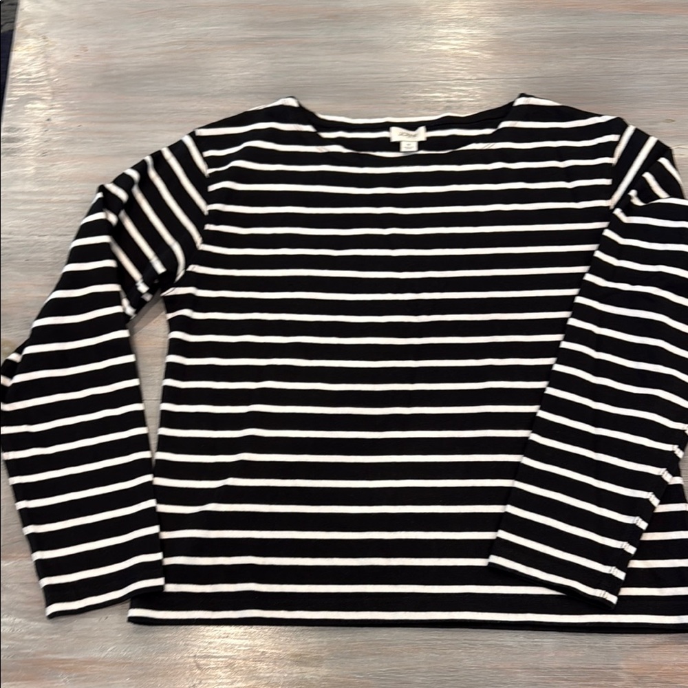 J. Crew Black and White Striped Tee